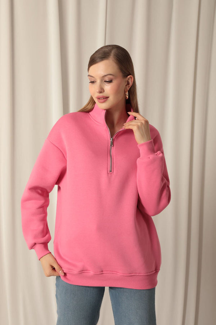 KKT Half Zipper Women's Pink Sweater - Hove