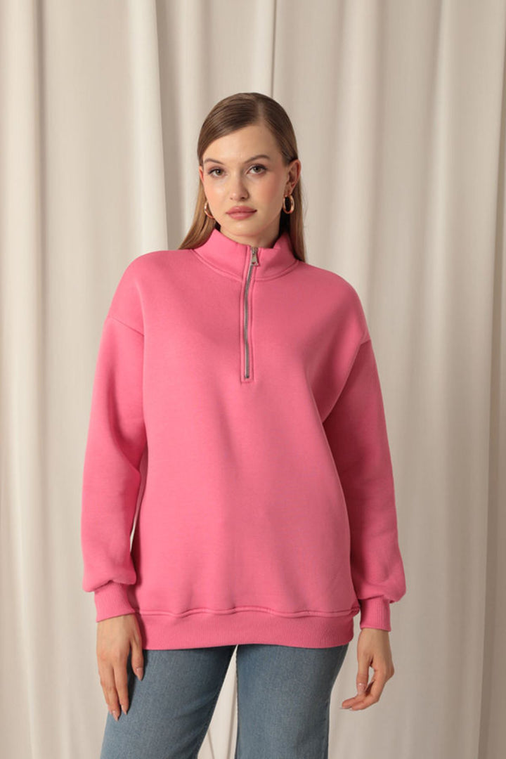 KKT Half Zipper Women's Pink Sweater - Hove