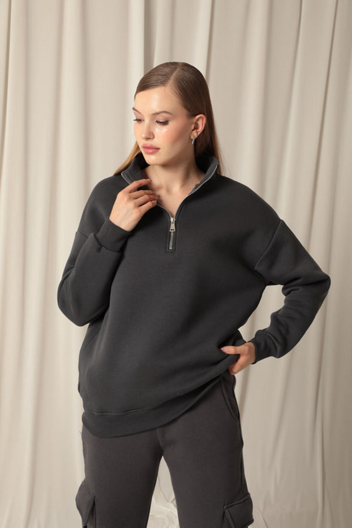 KKT Half Zipper Women's Anthracite Sweat - Druzhkivka