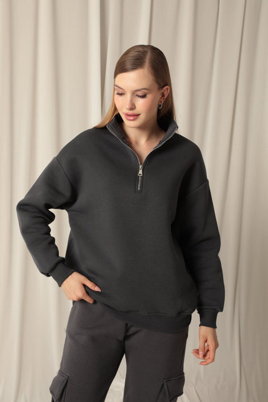 KKT Half Zipper Women's Anthracite Sweat - Druzhkivka