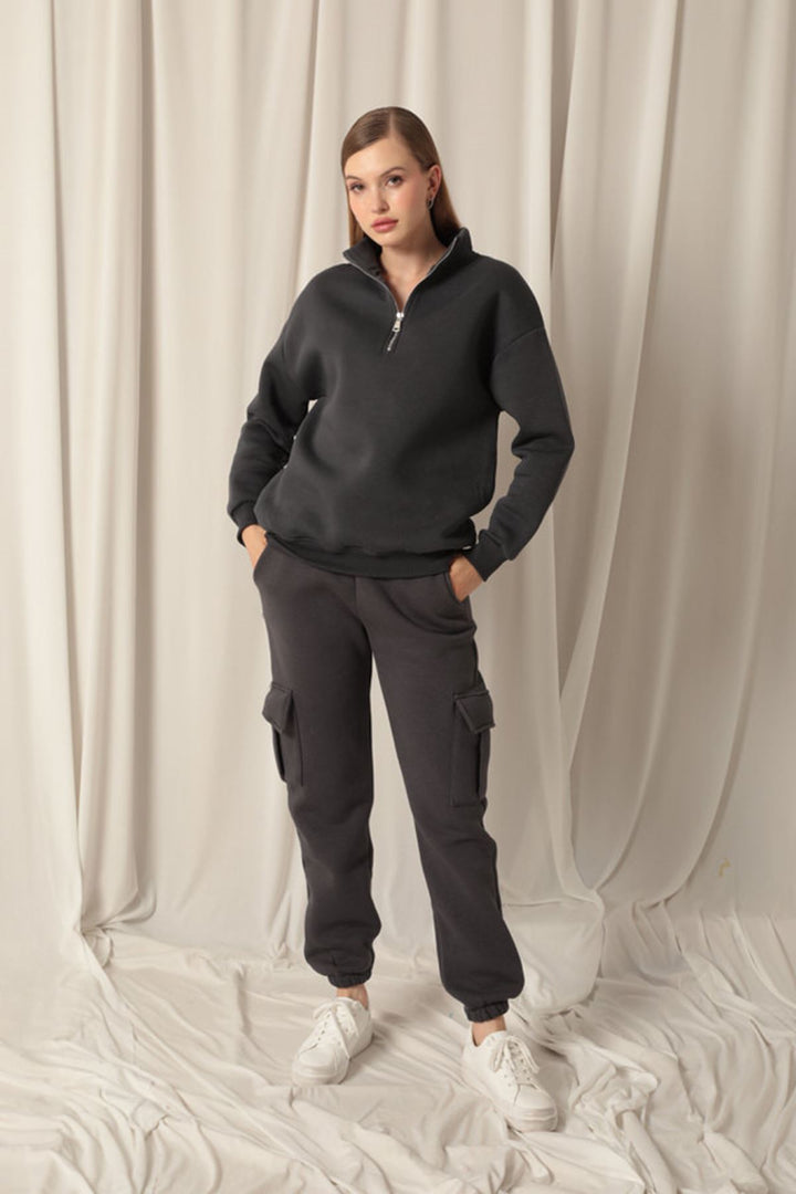 KKT Half Zipper Women's Anthracite Sweat - Druzhkivka