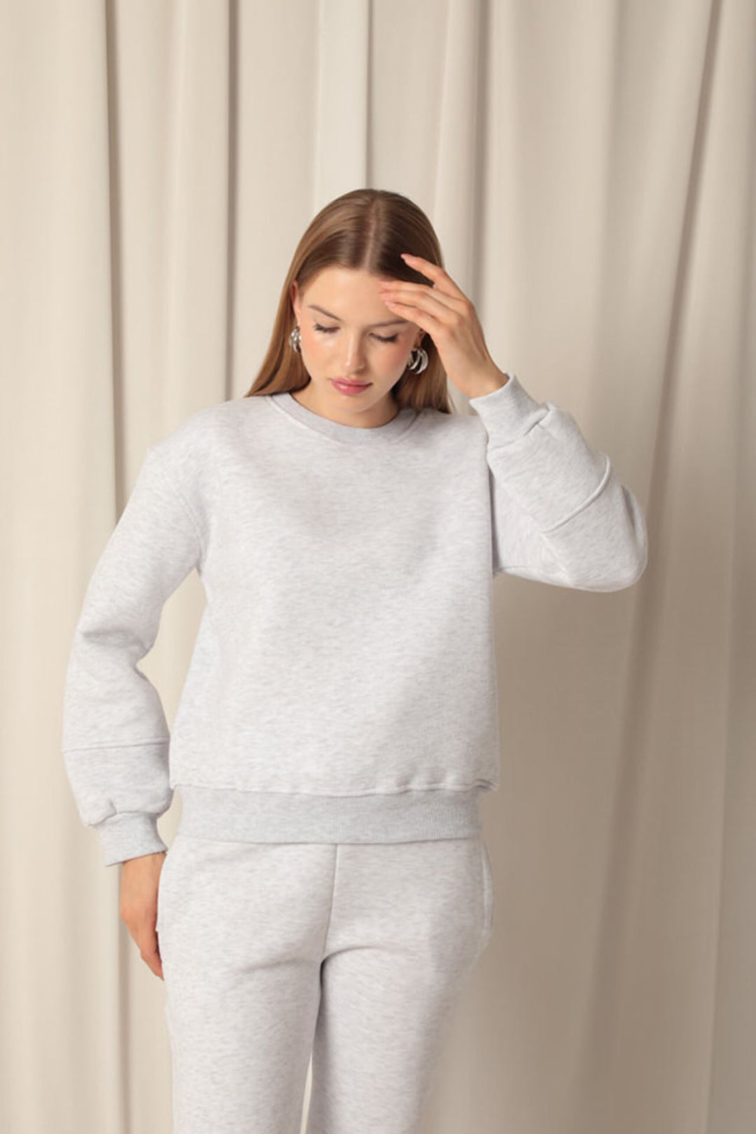 KKT Three Thread Fabric Zero Collar Women's Gray Sweat - Santa Lucía del Camino