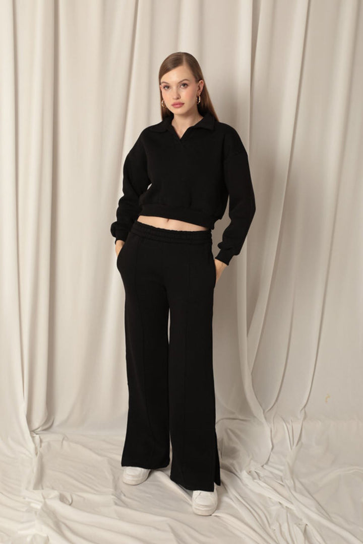 KKT Three Thread Short Women Black Sweater - Lucan