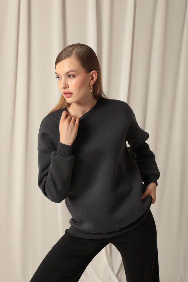 KKT Women's Zero Collar Anthracite Sweat - Snizhne