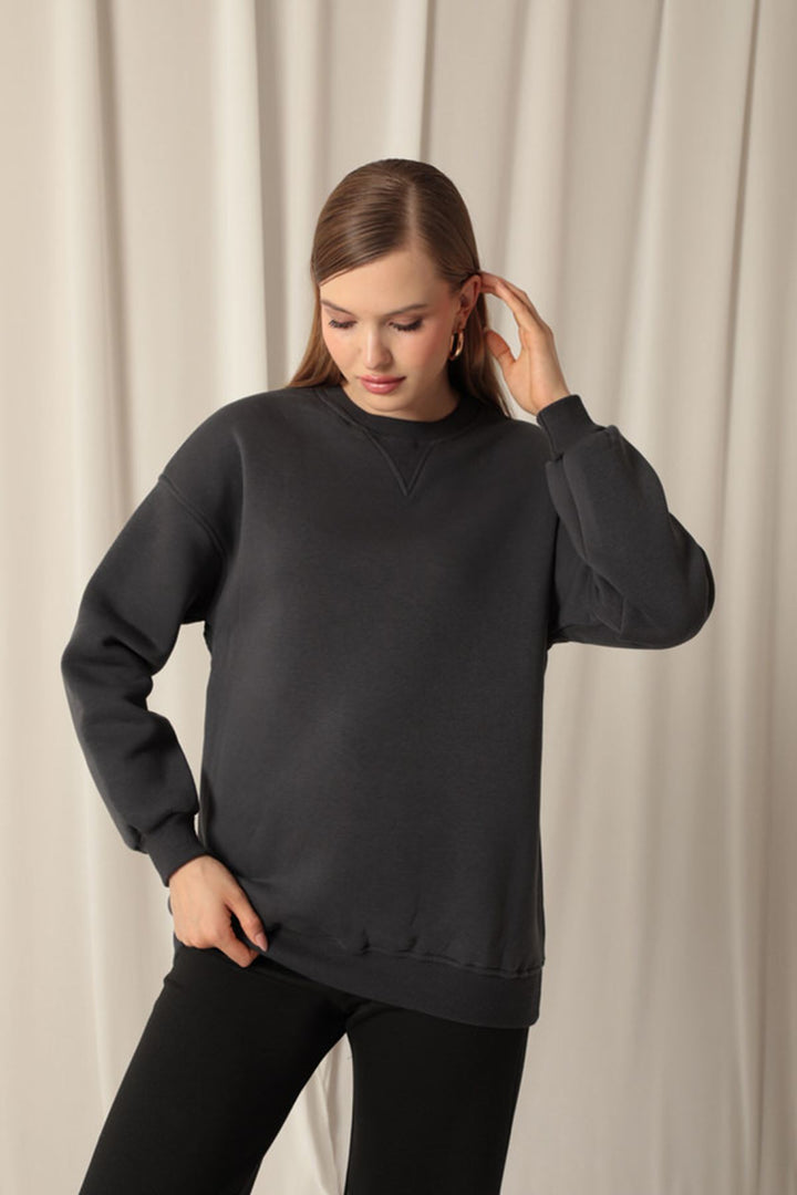 KKT Women's Zero Collar Anthracite Sweat - Snizhne