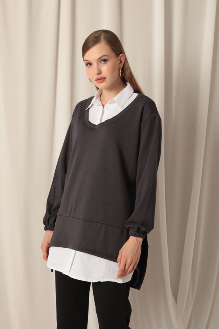 KKT Modal Fabric Shirt Women's Anthracite Sweat - Ploieşti