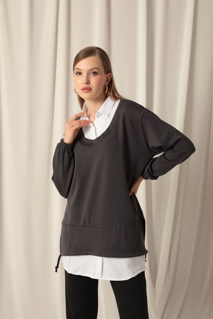 KKT Modal Fabric Shirt Women's Anthracite Sweat - Ploieşti