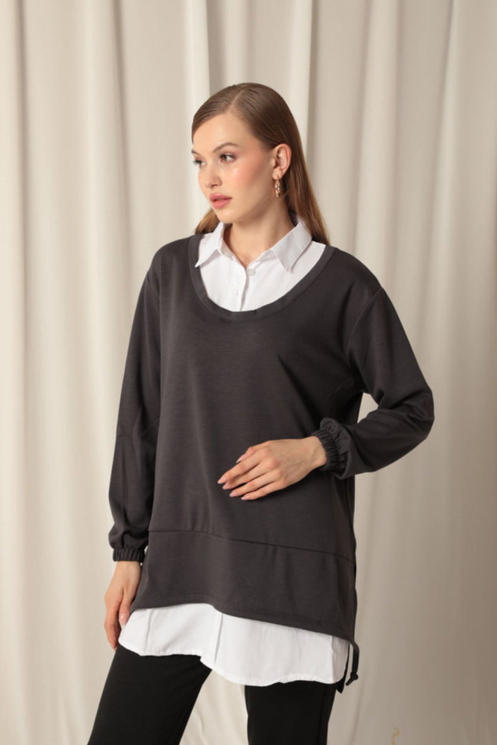 KKT Modal Fabric Shirt Women's Anthracite Sweat - Ploieşti