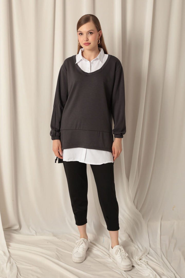KKT Modal Fabric Shirt Women's Anthracite Sweat - Ploieşti