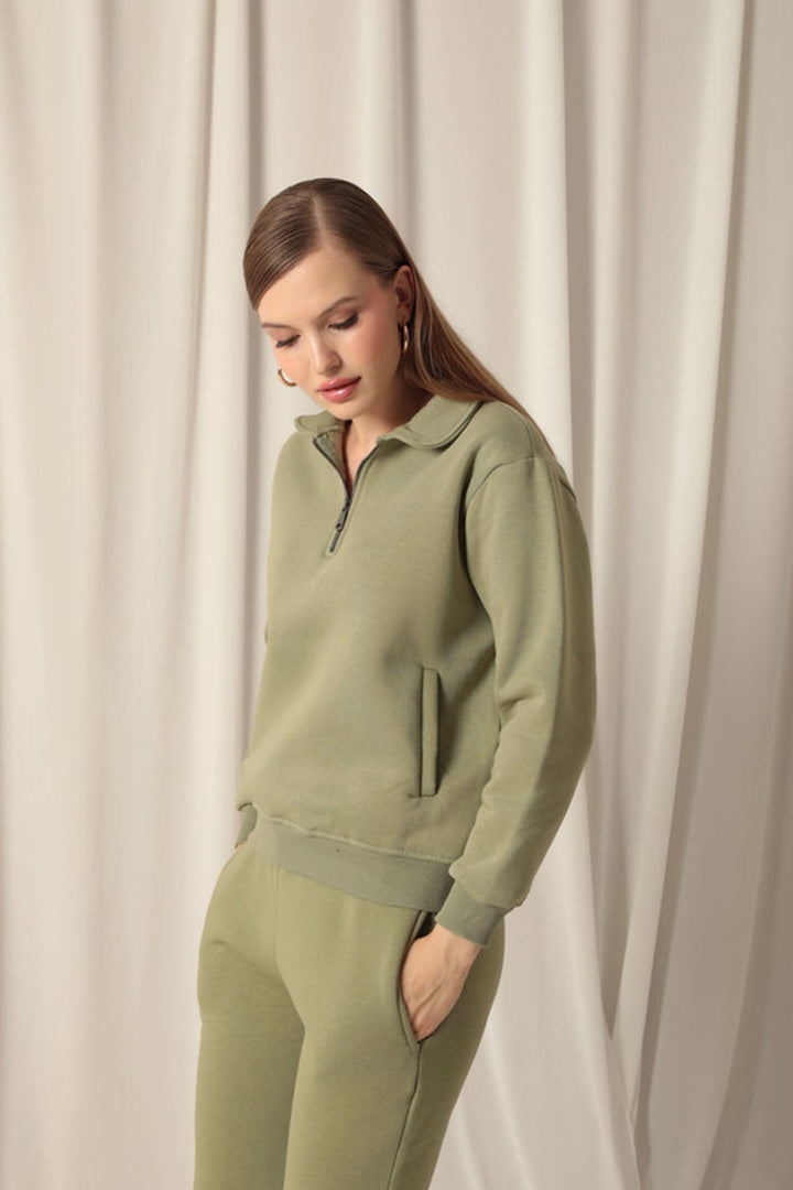 KKT Three Yarn Women's Baby Collar Khaki Sweater - Frankston
