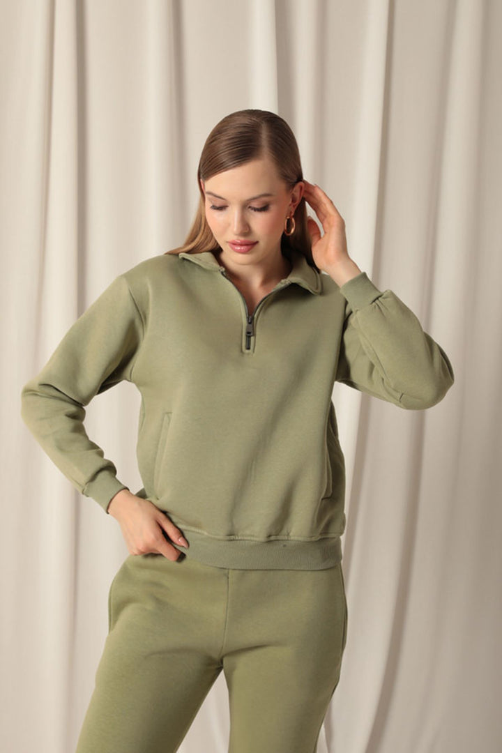 KKT Three Yarn Women's Baby Collar Khaki Sweater - Frankston