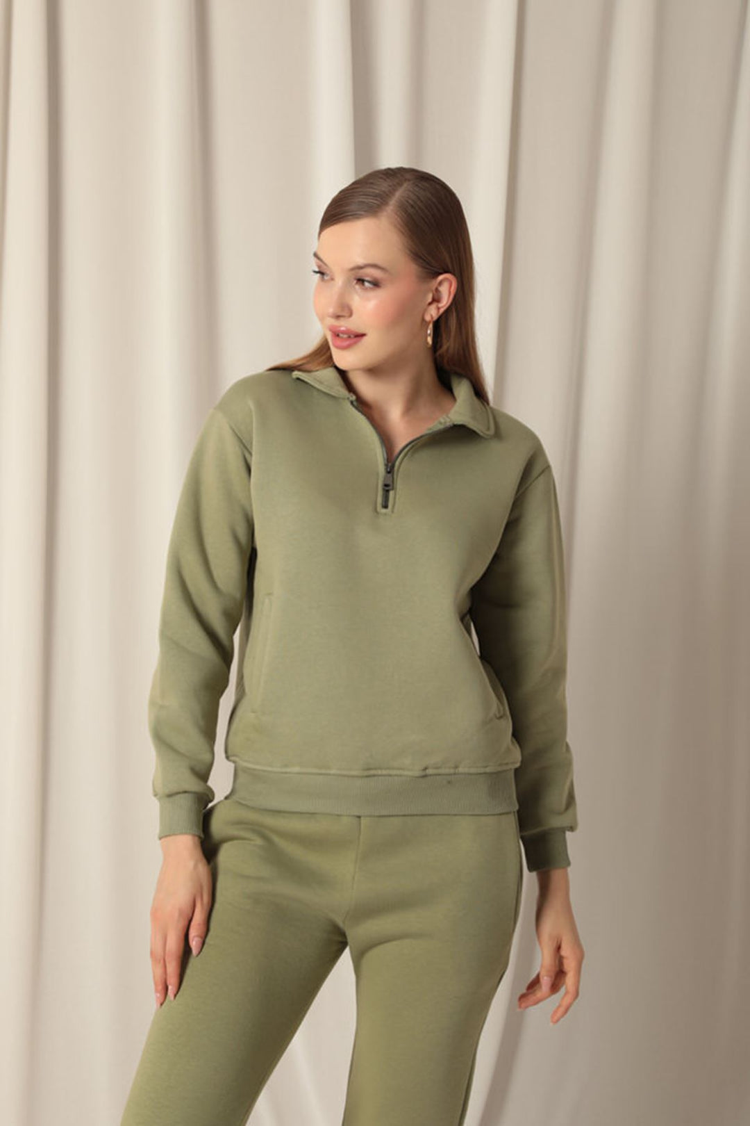 KKT Three Yarn Women's Baby Collar Khaki Sweater - Frankston