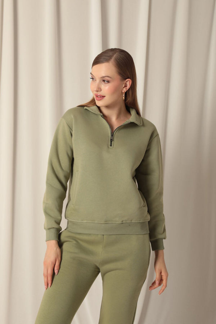 KKT Three Yarn Women's Baby Collar Khaki Sweater - Frankston