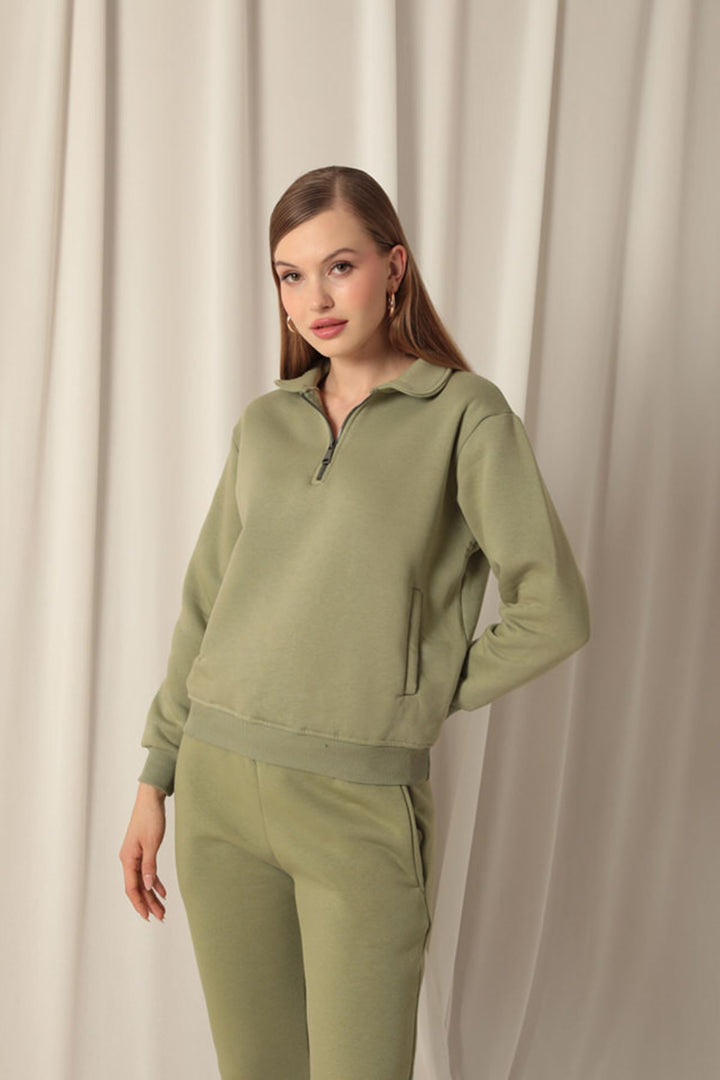 KKT Three Yarn Women's Baby Collar Khaki Sweater - Frankston