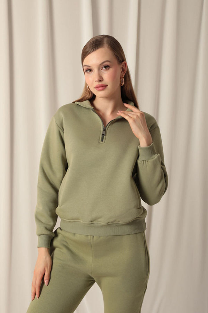KKT Three Yarn Women's Baby Collar Khaki Sweater - Frankston
