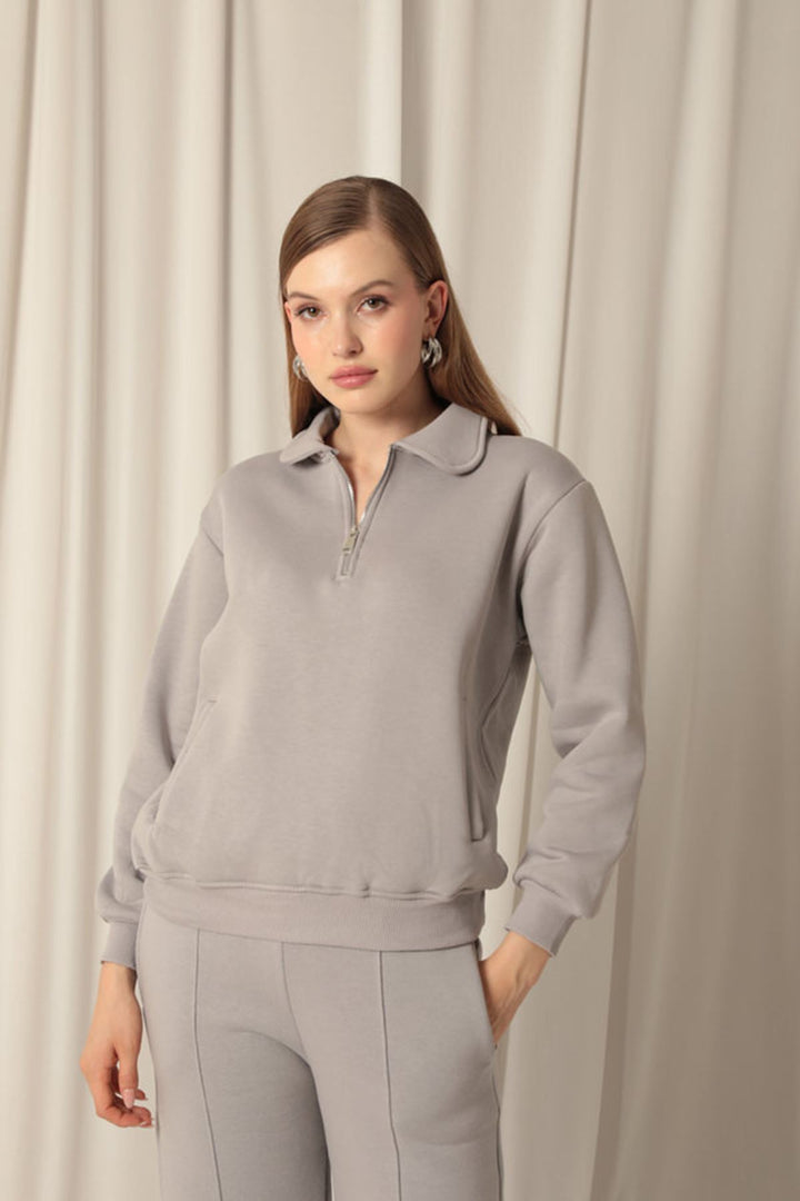 KKT Three Yarn Baby Collar Women's Dark Gray Sweater - Fond du Lac