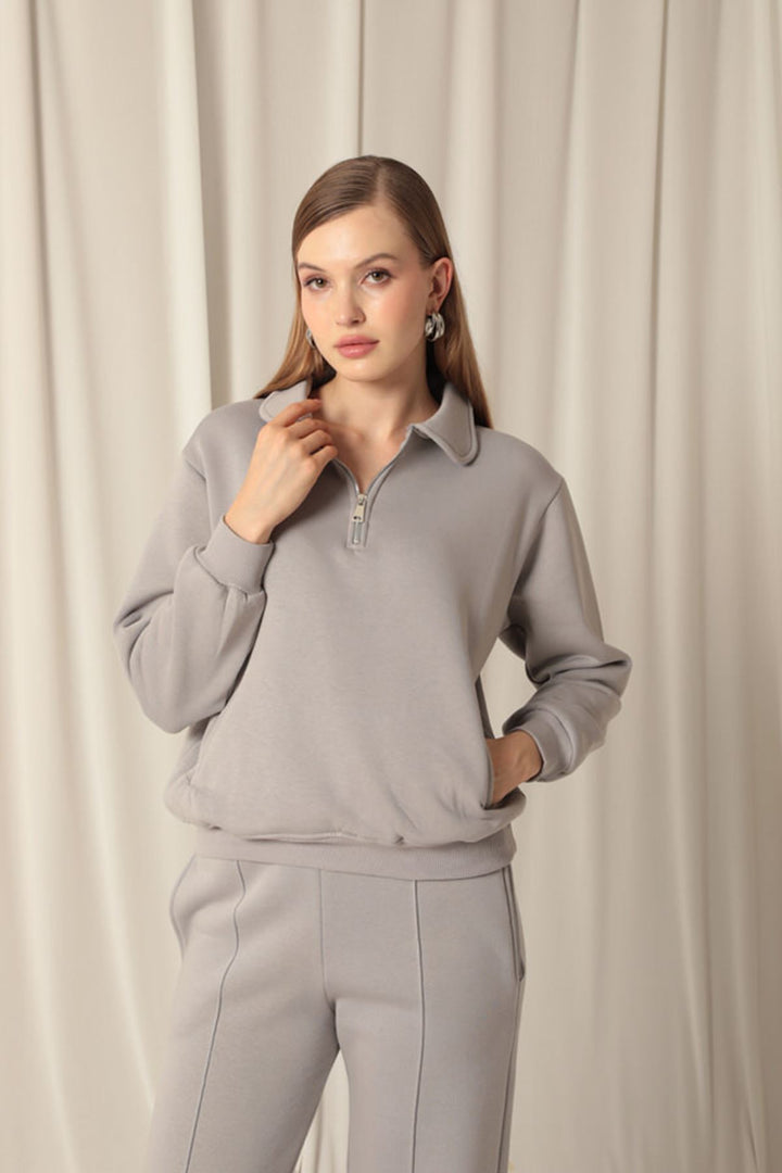 KKT Three Yarn Baby Collar Women's Dark Gray Sweater - Fond du Lac
