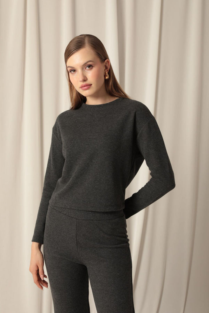 KKT Selanik Fabric Wide Leg Women's Black Suit - Zalău