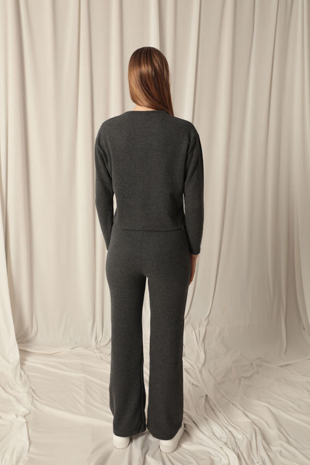 KKT Selanik Fabric Wide Leg Women's Black Suit - Zalău