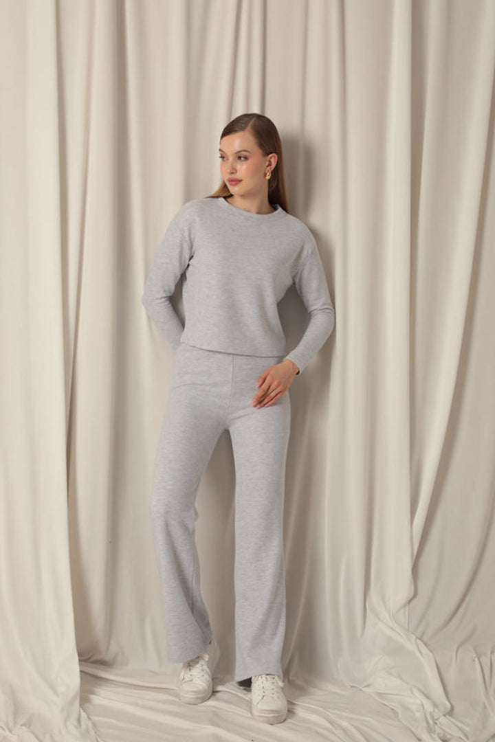 KKT Selanik Fabric Wide Leg Women's Gray Suit - Siegen