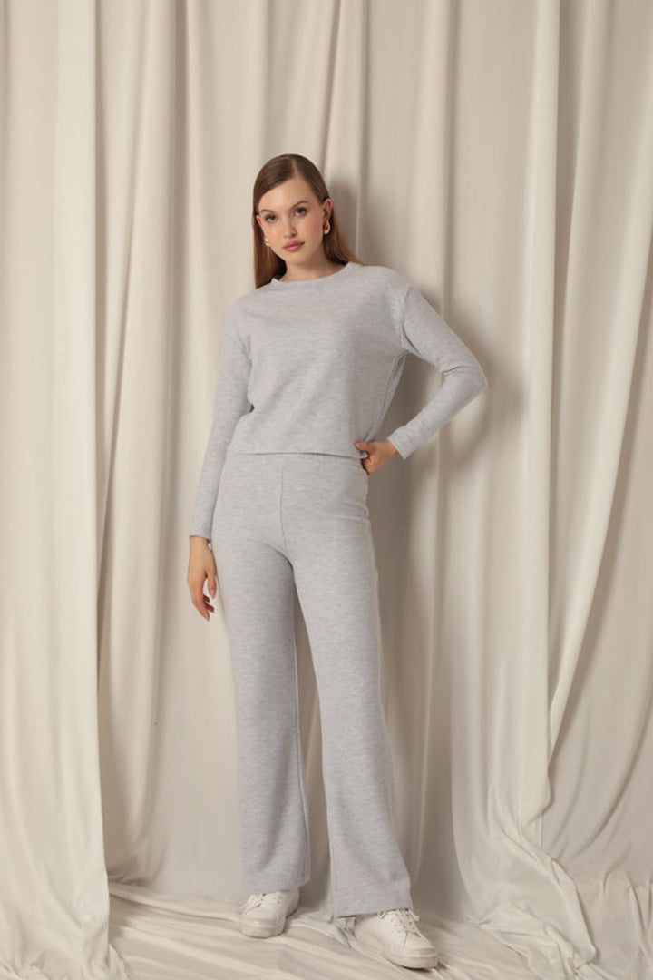 KKT Selanik Fabric Wide Leg Women's Gray Suit - Siegen