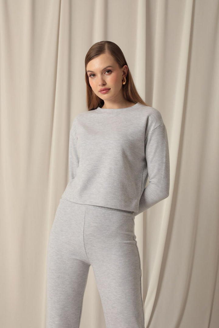 KKT Selanik Fabric Wide Leg Women's Gray Suit - Siegen