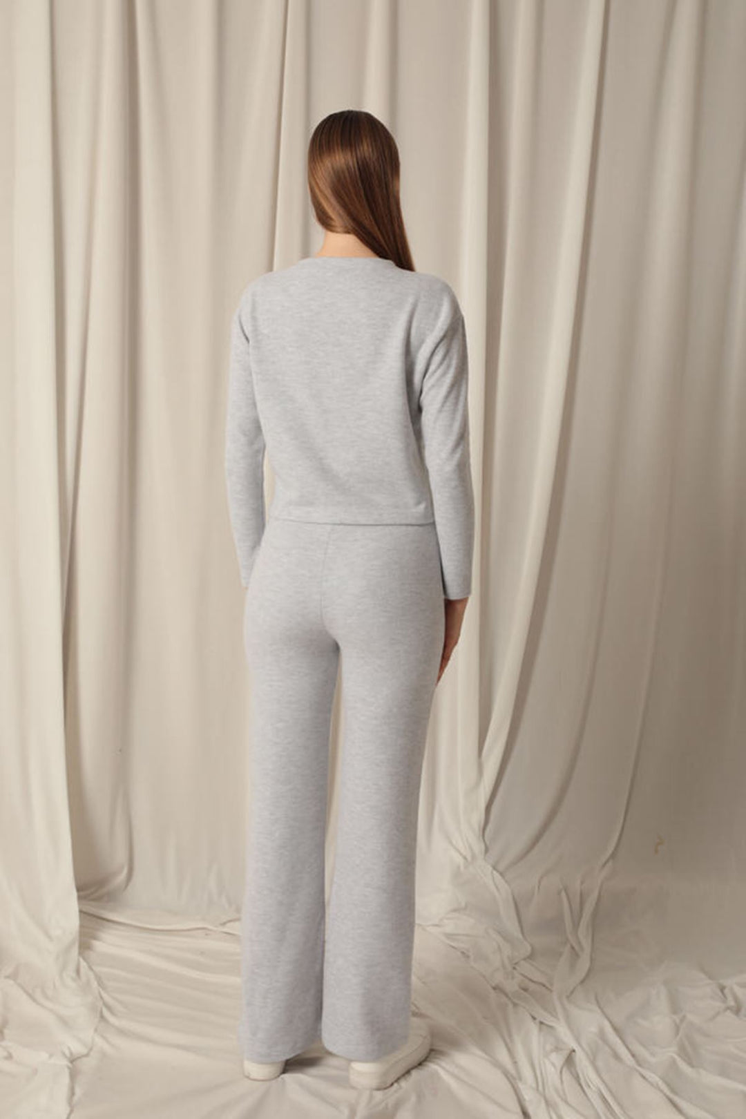 KKT Selanik Fabric Wide Leg Women's Gray Suit - Siegen