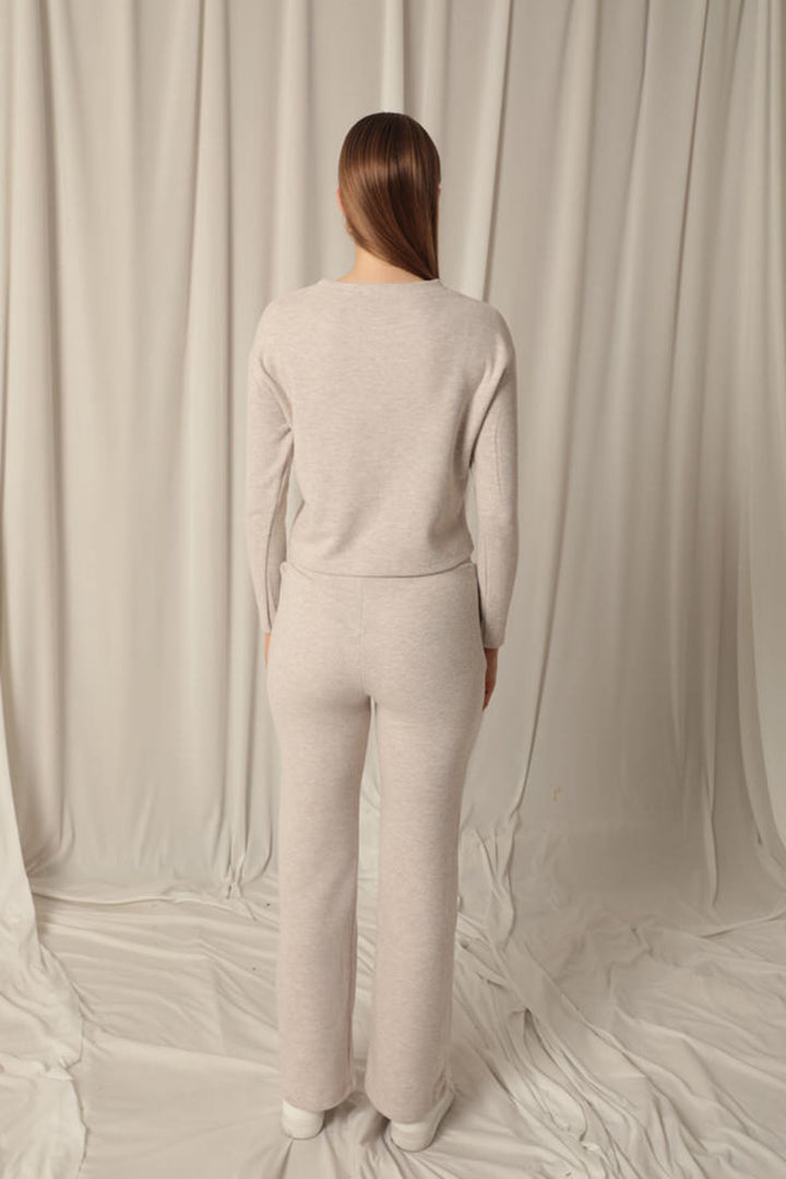 KKT Selanik Fabric Wide Leg Women's Beige Suit - Torre Annunziata