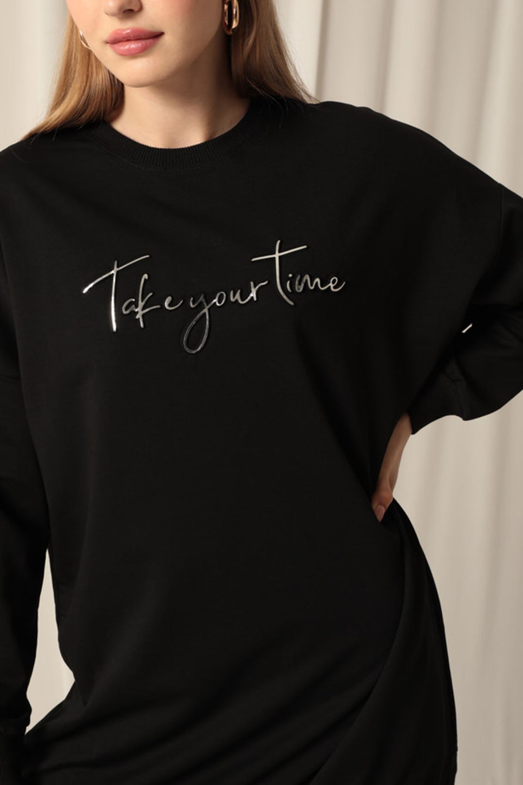 KKT Two Thread Fabric Printed Women's Black Sweat - Poole