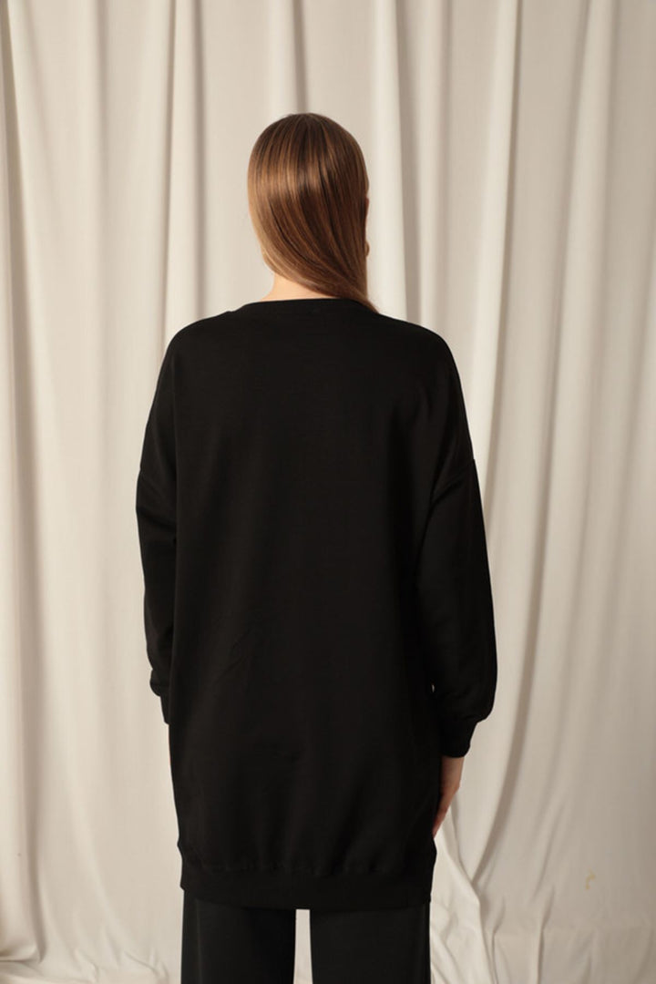 KKT Two Thread Fabric Printed Women's Black Sweat - Poole