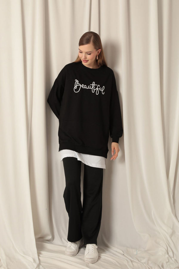 KKT Two Thread Fabric Beautiful Embroidered Black Sweat - San Benedetto del Tronto