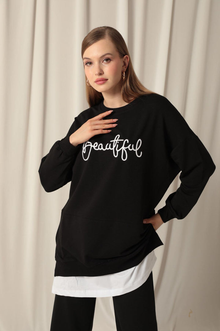 KKT Two Thread Fabric Beautiful Embroidered Black Sweat - San Benedetto del Tronto