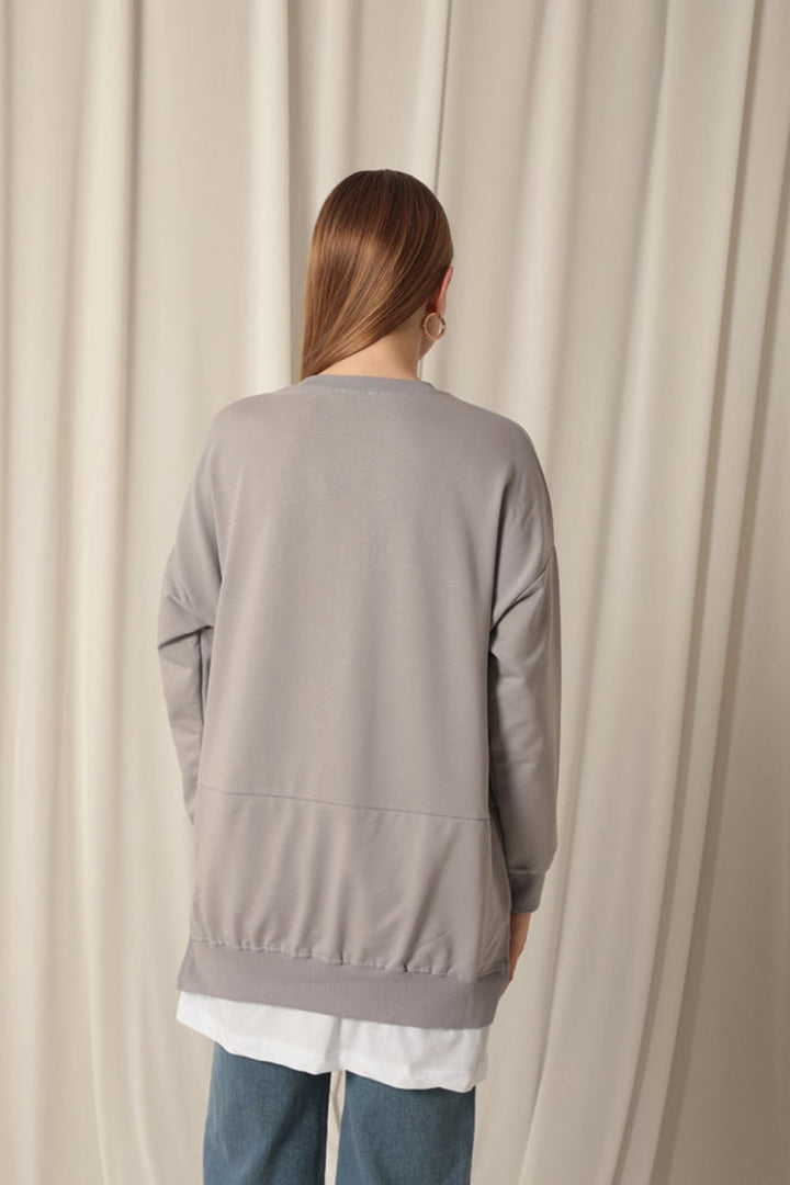 KKT Double Yarn Fabric Beautiful Embroidered Dark Gray Sweat - Brandenburg
