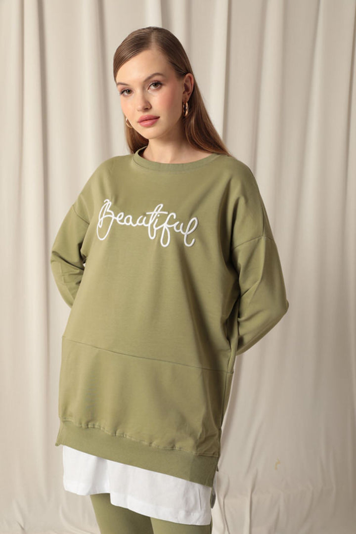KKT Two Thread Fabric Beautiful Embroidered Khaki Sweat - Ravensburg