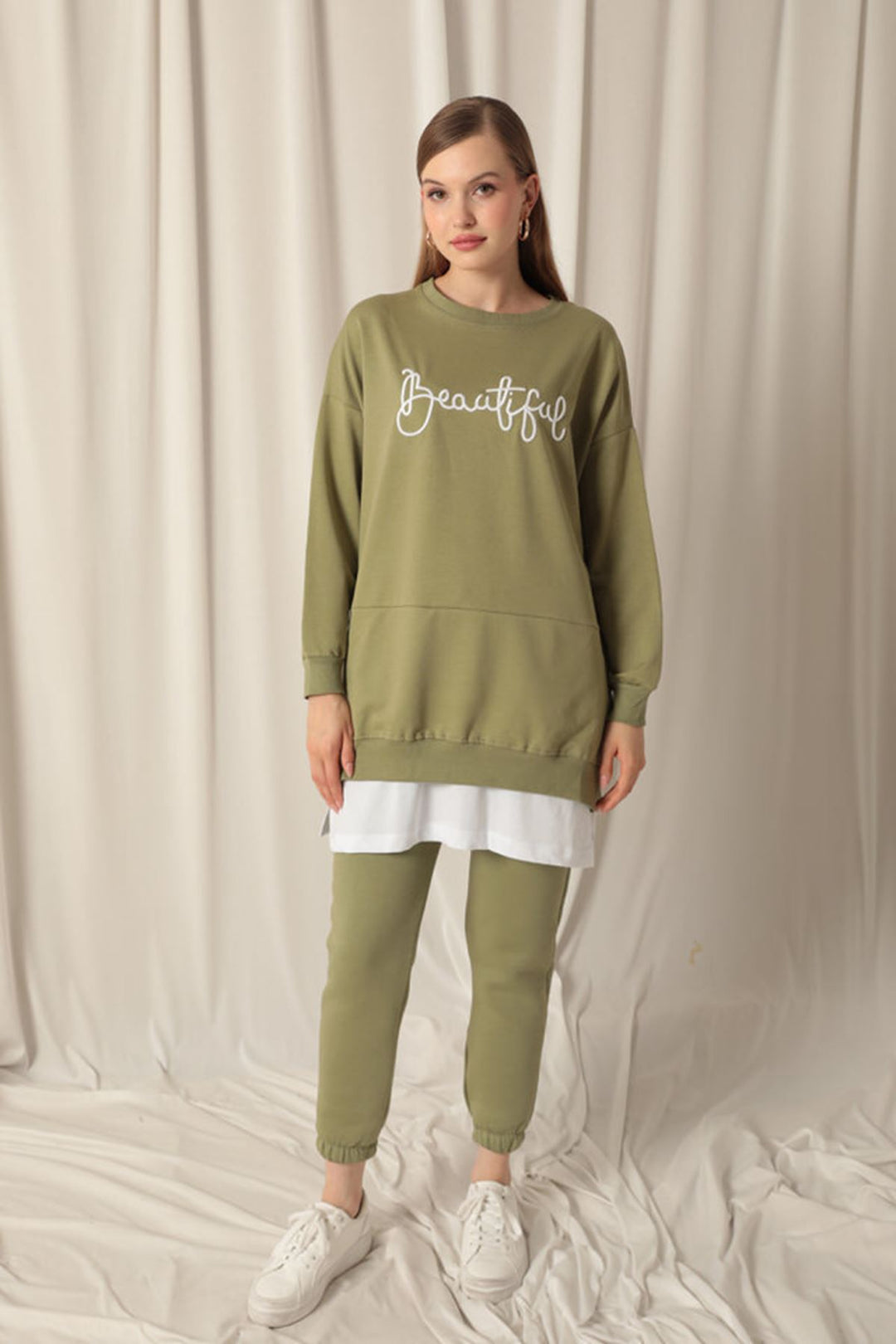 KKT Two Thread Fabric Beautiful Embroidered Khaki Sweat - Ravensburg