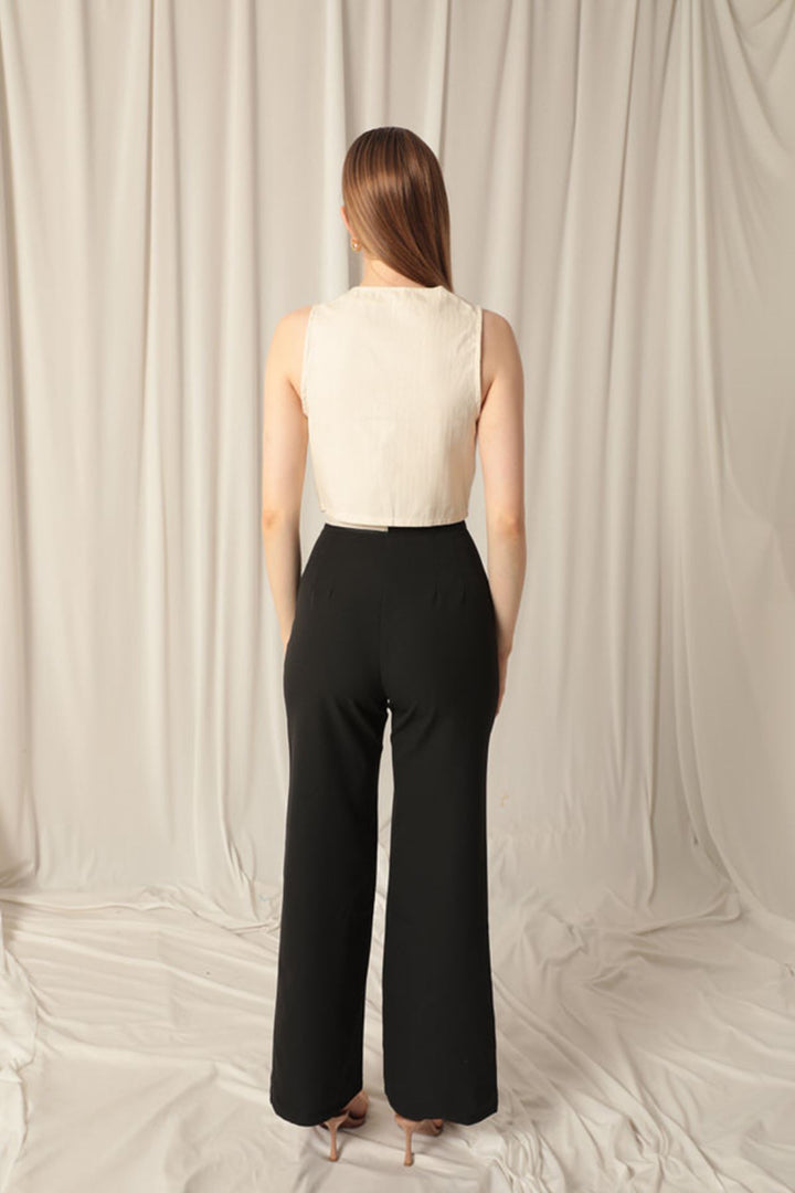 KKT Cotton Fabric Buttoned Front Women's Stone Vest - Northampton