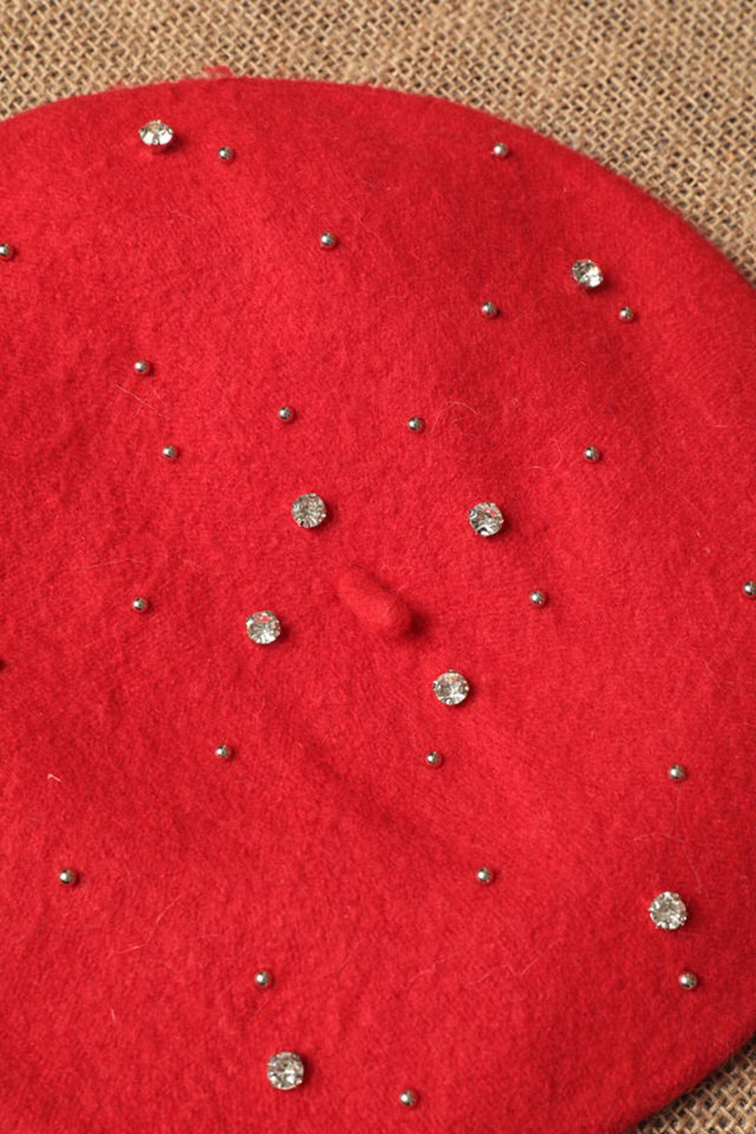 KKT Painter Woman Red Beret with Stones on Top - Upper Hutt