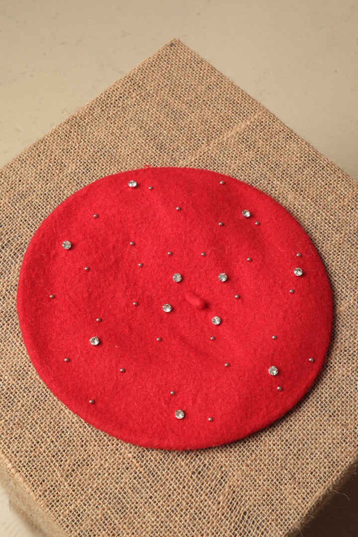 KKT Painter Woman Red Beret with Stones on Top - Upper Hutt