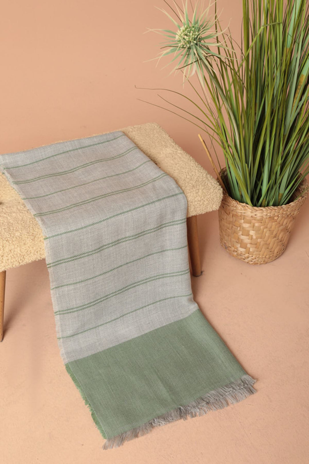 KKT Striped Women's Mint Shawl - Orange