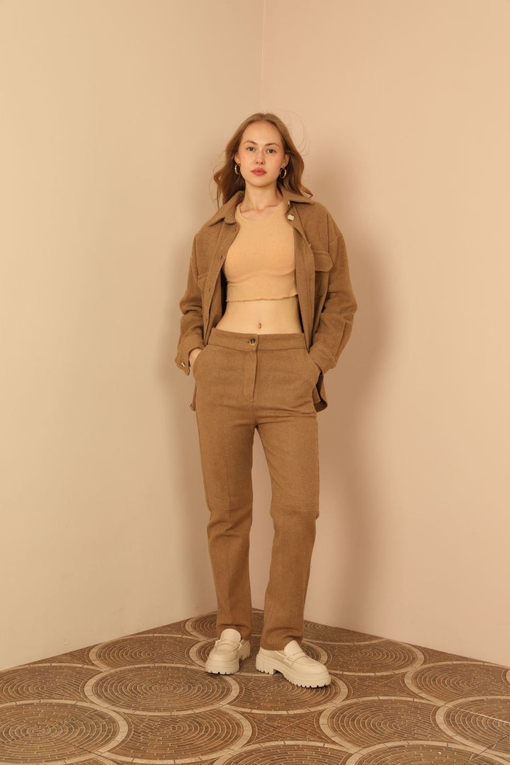 KKT Cashmere Fabric Classic Women's Tan Trousers - Bonn