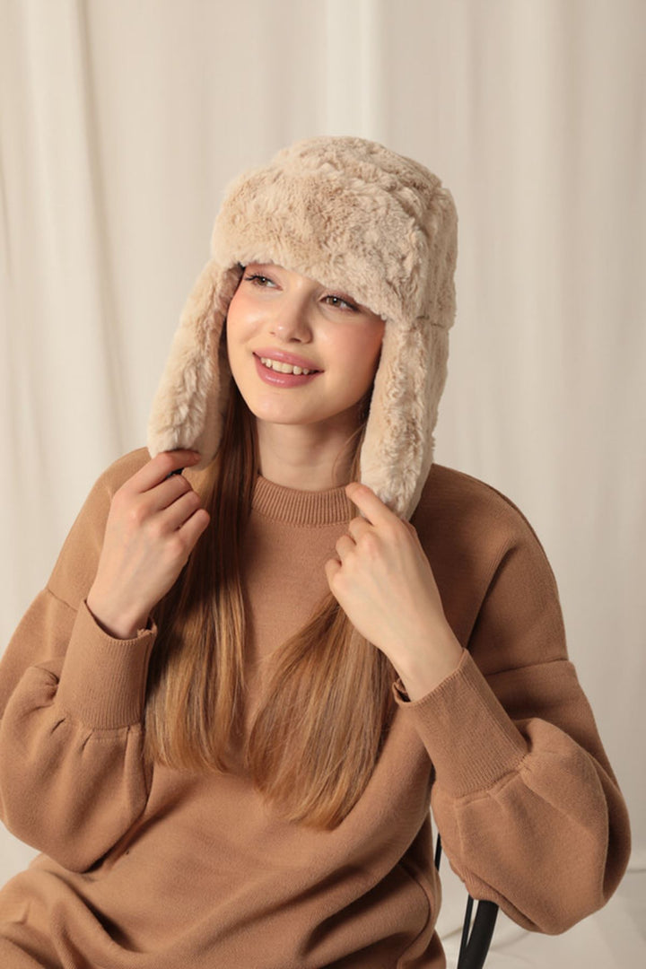 KKT Plush Women's Pilot Beige Hat - Hengelo