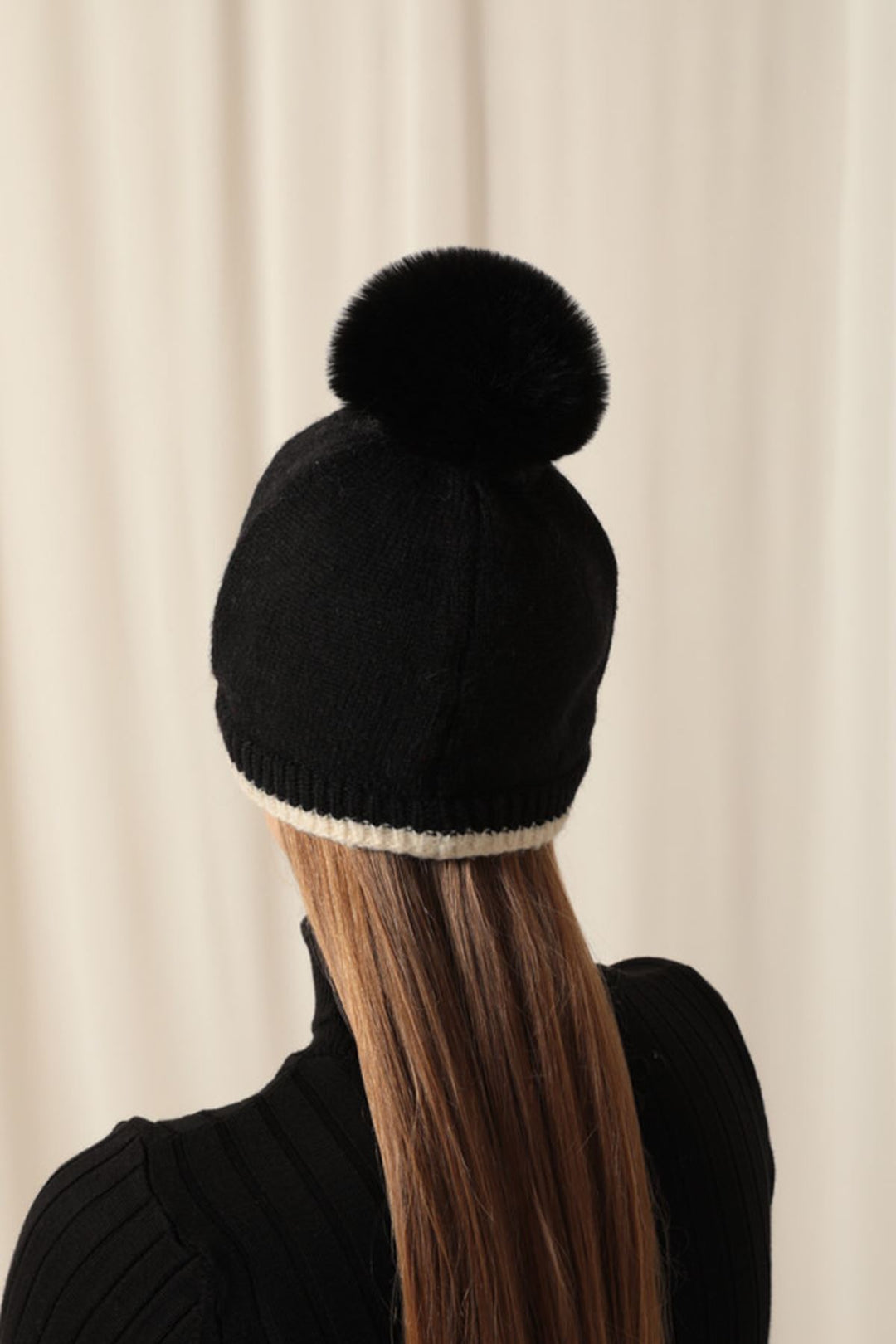 KKT Pompom Embroidered Women's Black Cap - Brookline