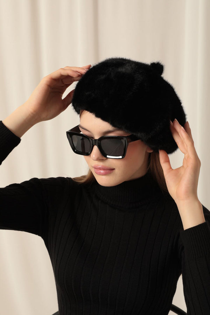 KKT Plush Women's Black Painter Beret - Târgovişte