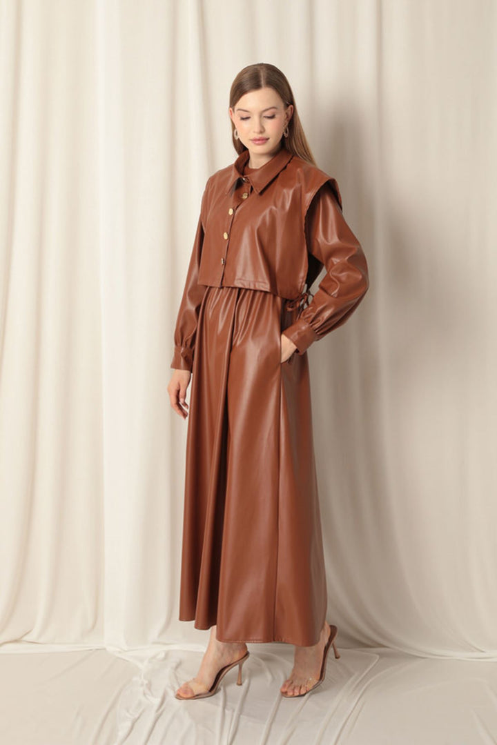 KKT Leather Fabric Women's Tile Dress - Scranton