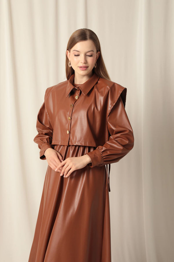 KKT Leather Fabric Women's Tile Dress - Scranton