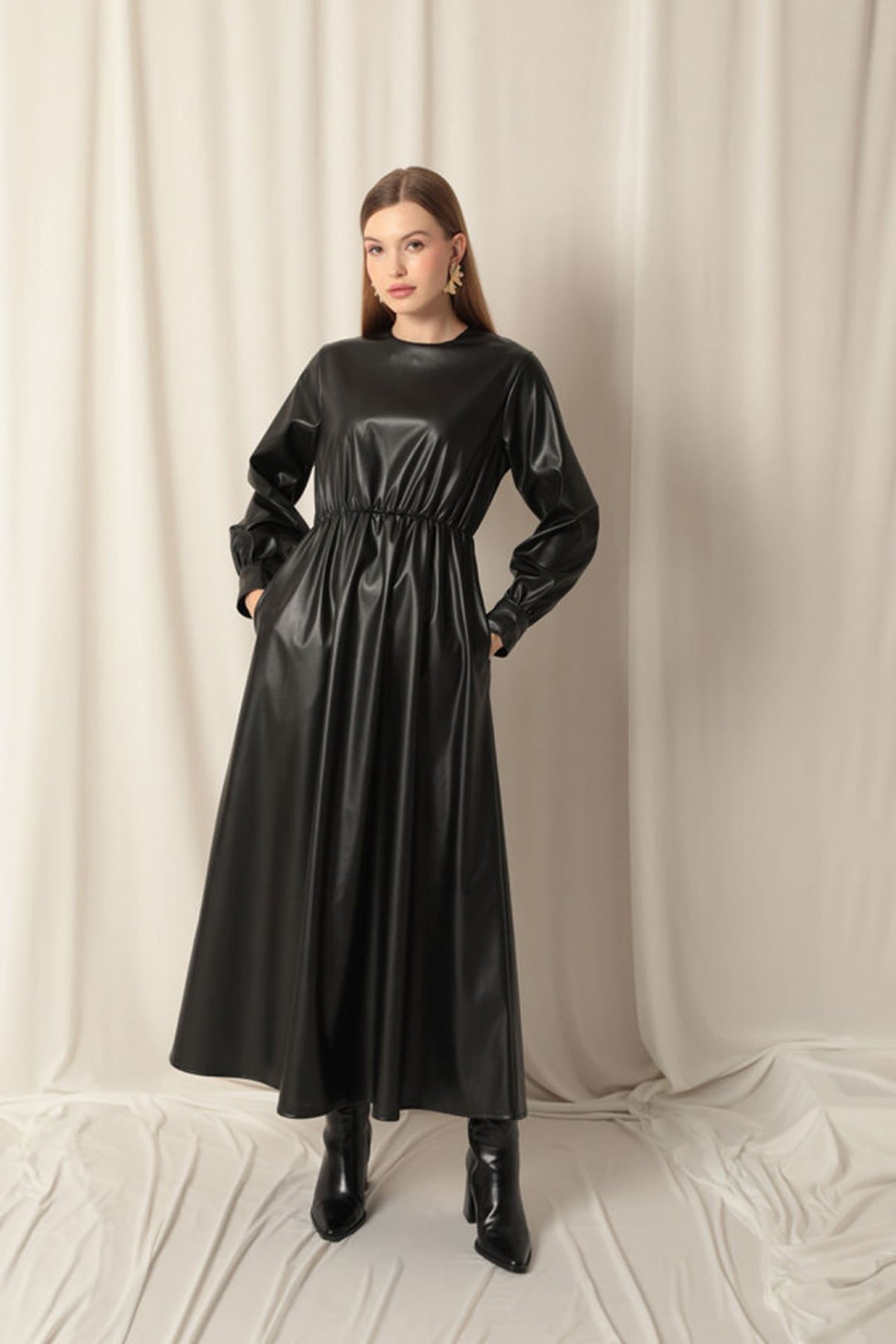 KKT Leather Fabric Women's Black Dress - Aliso Viejo