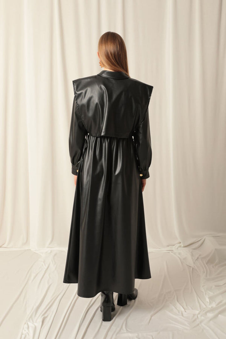KKT Leather Fabric Women's Black Dress - Aliso Viejo