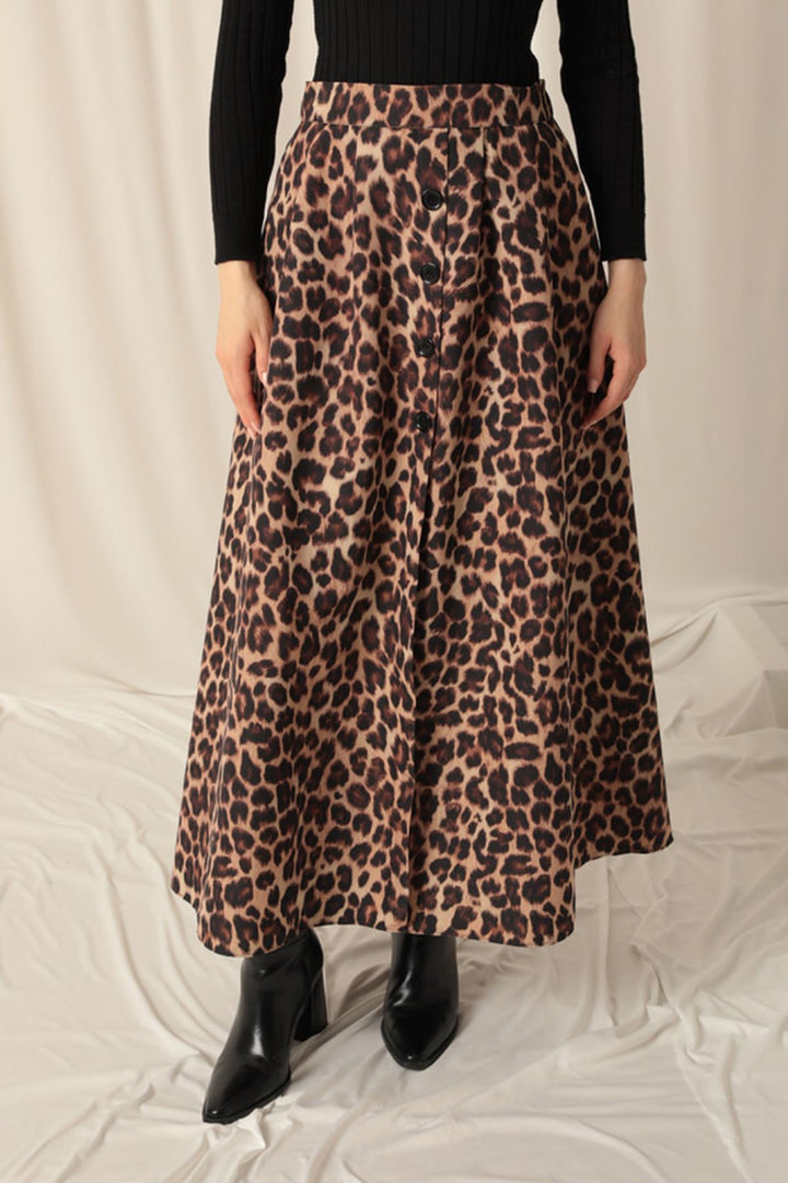 KKT Torino Fabric Leopard Pattern Women's Coffee Skirt Suit - Sparks