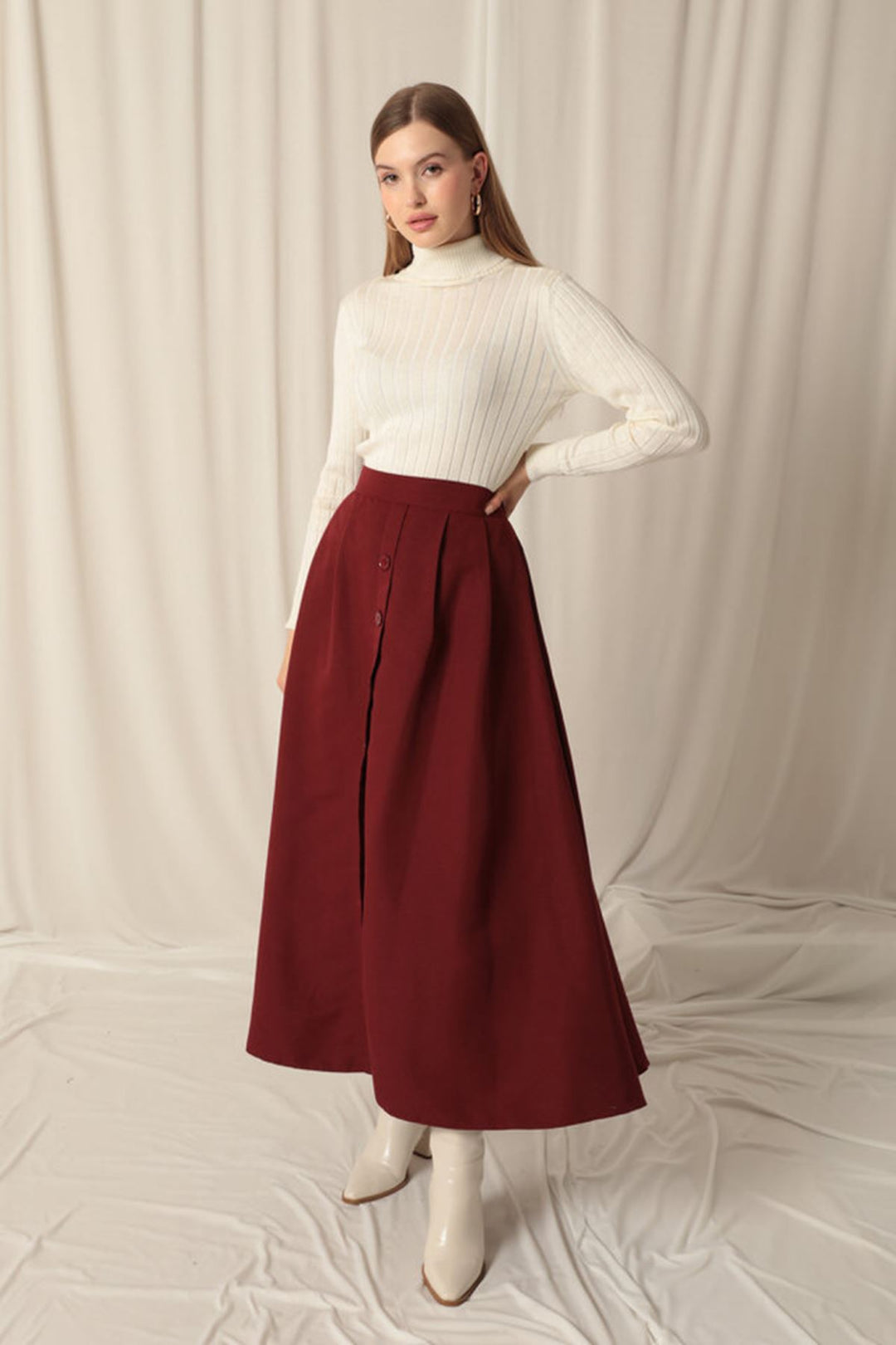 KKT Torino Fabric Women's Burgundy Skirt Suit - Ágioi Anárgyroi