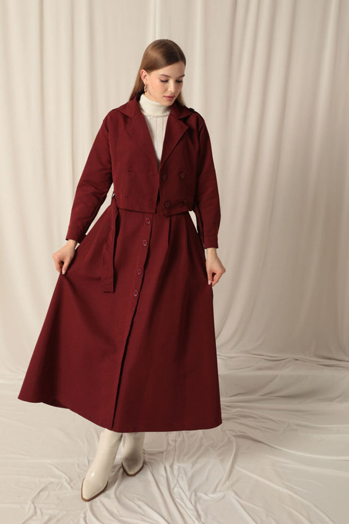 KKT Torino Fabric Women's Burgundy Skirt Suit - Ágioi Anárgyroi